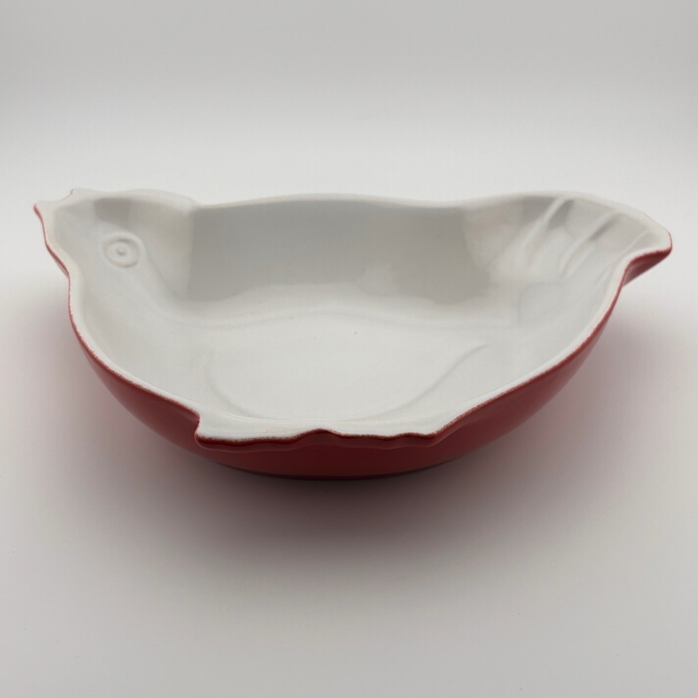 Pair of Vintage Sur La Table Red Chicken Ceramic Baking Dishes
